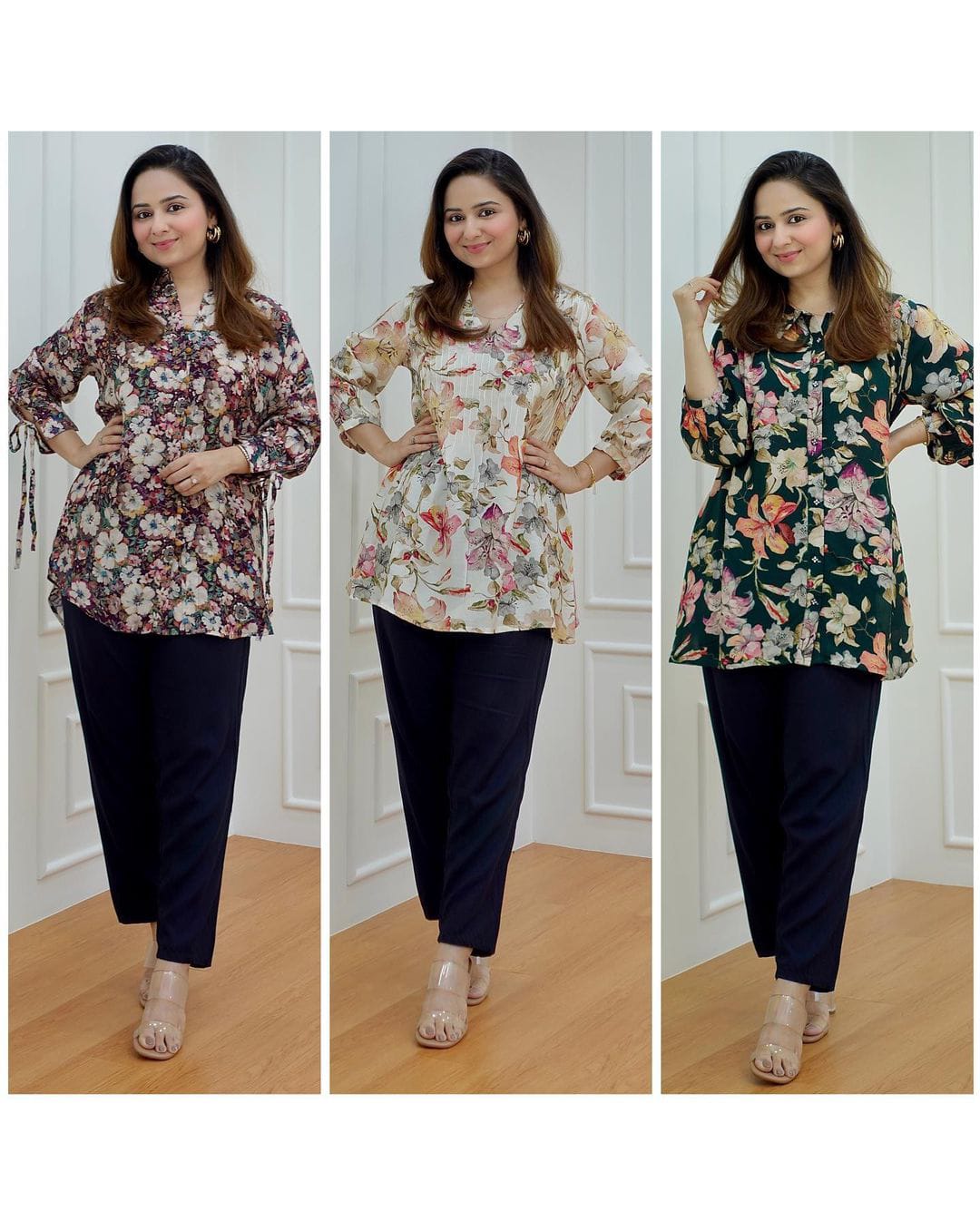 Floral Pure Muslin Designer and Party Wear Tunics